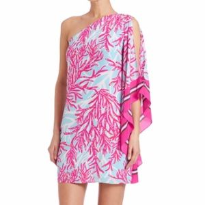 Lilly Pulitzer Pink and Blue One-Shoulder Dress